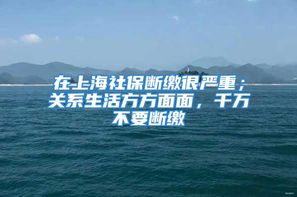 在上海社保断缴很严重；关系生活方方面面，千万不要断缴