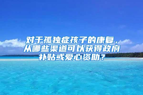 对于孤独症孩子的康复，从哪些渠道可以获得政府补贴或爱心资助？