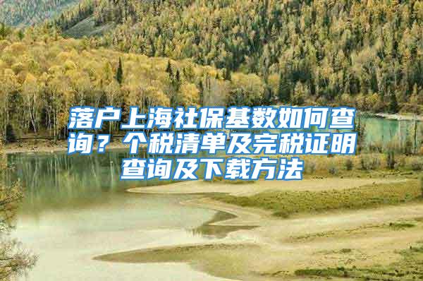 落户上海社保基数如何查询？个税清单及完税证明查询及下载方法