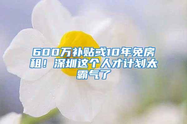 600万补贴或10年免房租！深圳这个人才计划太霸气了