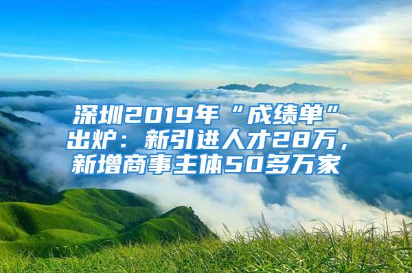 深圳2019年“成绩单”出炉：新引进人才28万，新增商事主体50多万家