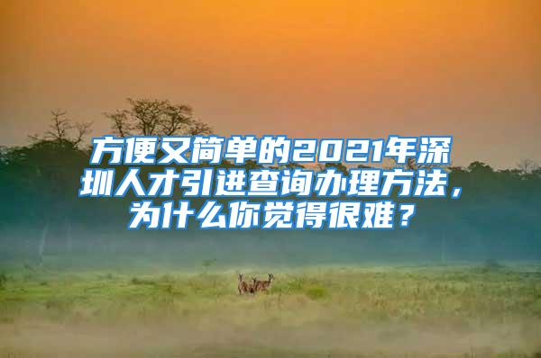 方便又简单的2021年深圳人才引进查询办理方法，为什么你觉得很难？