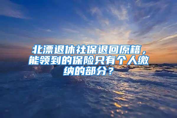 北漂退休社保退回原籍，能领到的保险只有个人缴纳的部分？