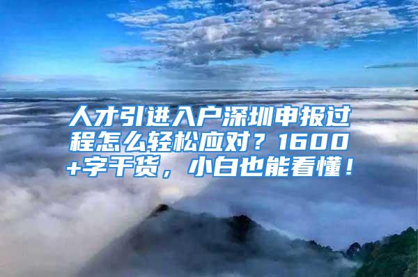 人才引进入户深圳申报过程怎么轻松应对？1600+字干货，小白也能看懂！