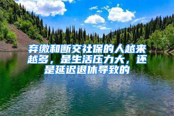 弃缴和断交社保的人越来越多，是生活压力大，还是延迟退休导致的