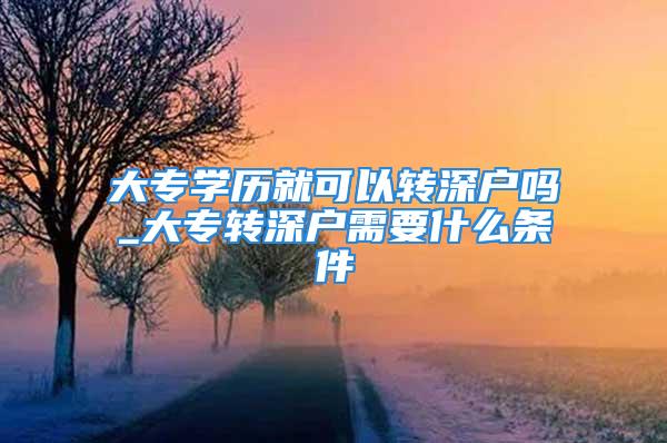 大专学历就可以转深户吗_大专转深户需要什么条件