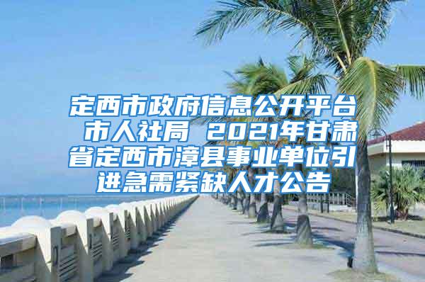 定西市政府信息公开平台 市人社局 2021年甘肃省定西市漳县事业单位引进急需紧缺人才公告