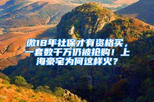 缴18年社保才有资格买，一套数千万仍被抢购！上海豪宅为何这样火？