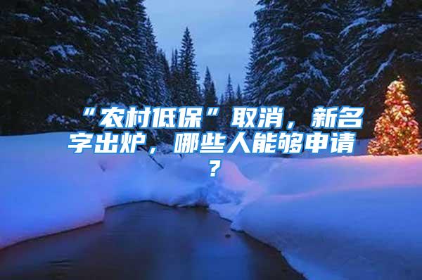 “农村低保”取消，新名字出炉，哪些人能够申请？