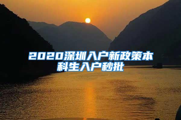 2020深圳入户新政策本科生入户秒批