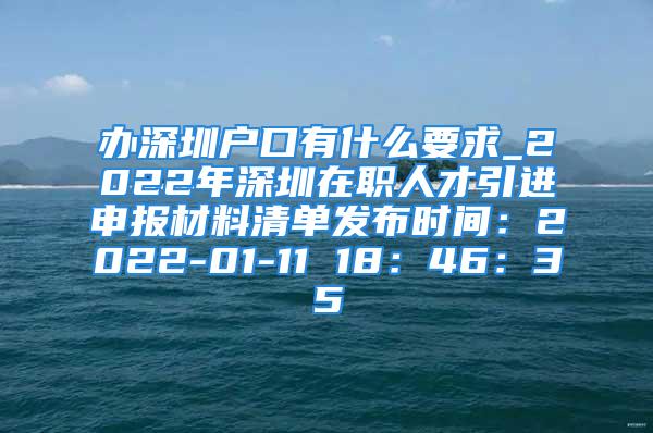 办深圳户口有什么要求_2022年深圳在职人才引进申报材料清单发布时间：2022-01-11 18：46：35