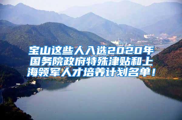 宝山这些人入选2020年国务院政府特殊津贴和上海领军人才培养计划名单！