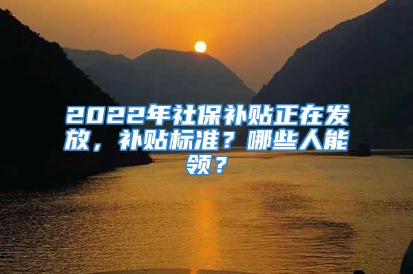 2022年社保补贴正在发放，补贴标准？哪些人能领？