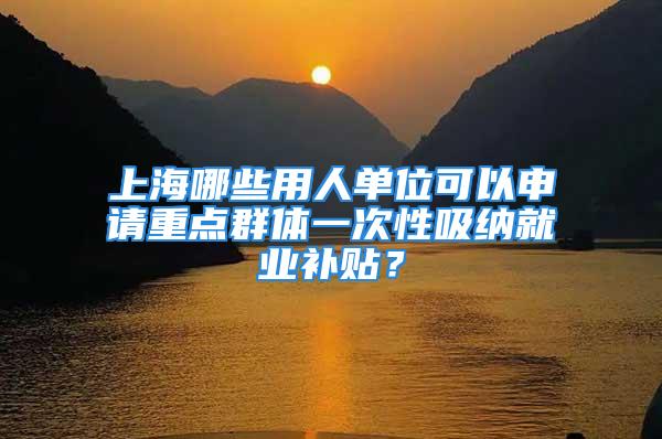 上海哪些用人单位可以申请重点群体一次性吸纳就业补贴？