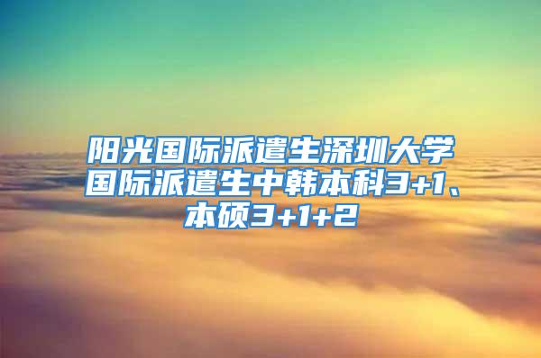 阳光国际派遣生深圳大学国际派遣生中韩本科3+1、本硕3+1+2