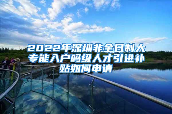 2022年深圳非全日制大专能入户吗级人才引进补贴如何申请