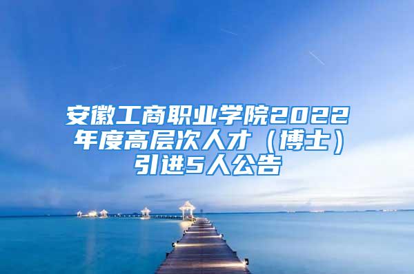 安徽工商职业学院2022年度高层次人才（博士）引进5人公告