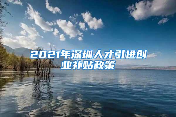 2021年深圳人才引进创业补贴政策