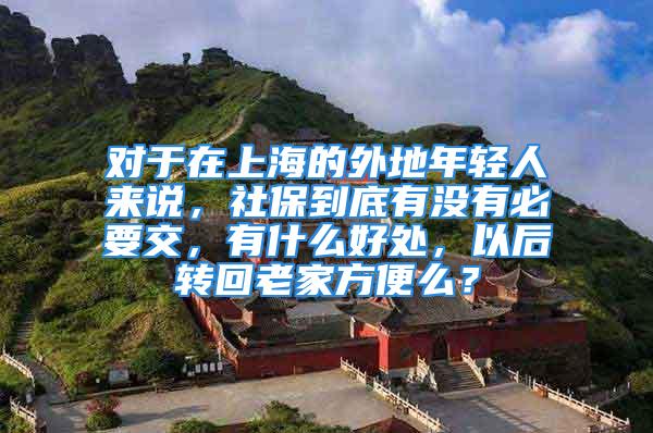 对于在上海的外地年轻人来说，社保到底有没有必要交，有什么好处，以后转回老家方便么？