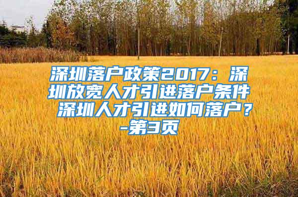 深圳落户政策2017：深圳放宽人才引进落户条件 深圳人才引进如何落户？-第3页