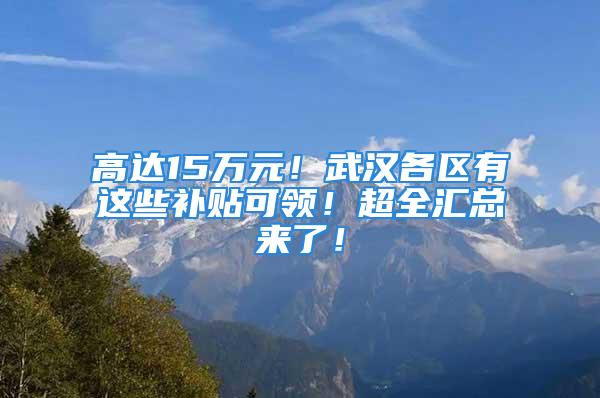 高达15万元！武汉各区有这些补贴可领！超全汇总来了！