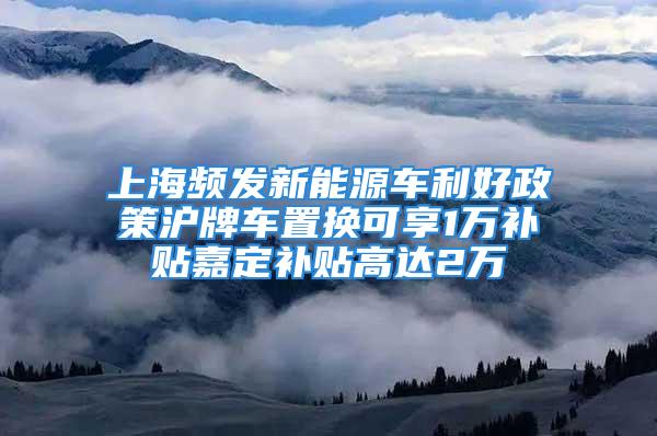 上海频发新能源车利好政策沪牌车置换可享1万补贴嘉定补贴高达2万