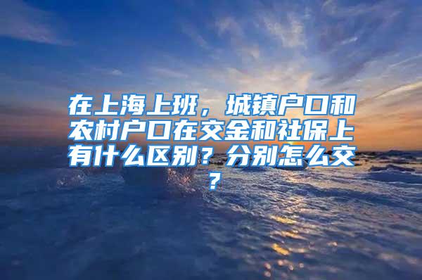 在上海上班，城镇户口和农村户口在交金和社保上有什么区别？分别怎么交？