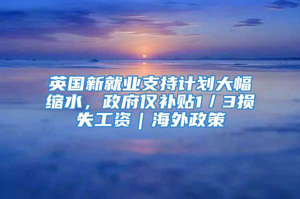 英国新就业支持计划大幅缩水，政府仅补贴1／3损失工资｜海外政策