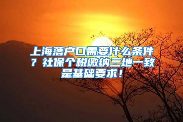 上海落户口需要什么条件？社保个税缴纳三地一致是基础要求！