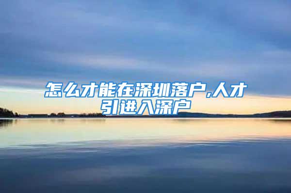 怎么才能在深圳落户,人才引进入深户