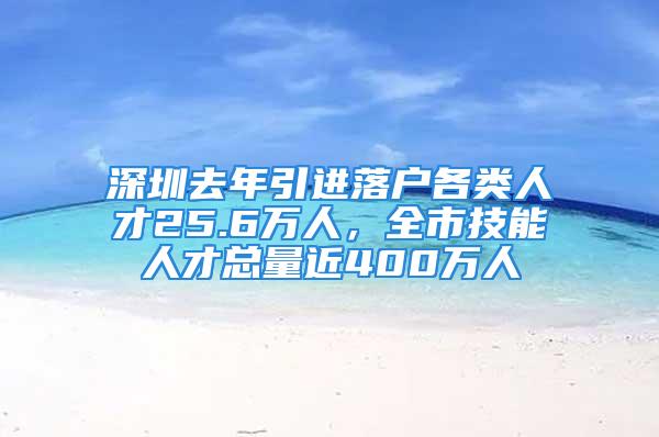 深圳去年引进落户各类人才25.6万人，全市技能人才总量近400万人