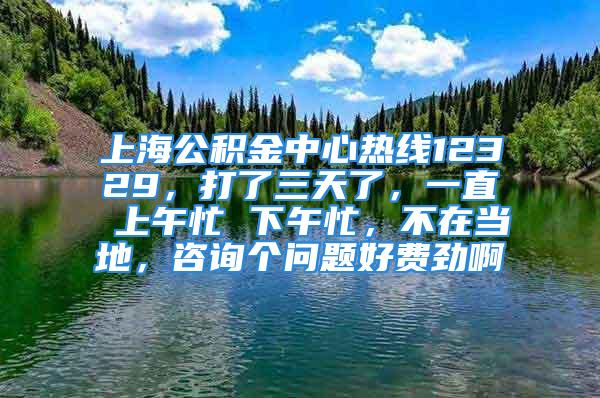 上海公积金中心热线12329，打了三天了，一直 上午忙 下午忙，不在当地，咨询个问题好费劲啊