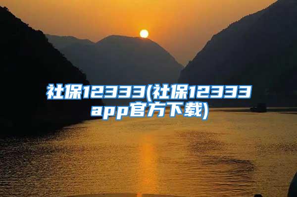 社保12333(社保12333app官方下载)