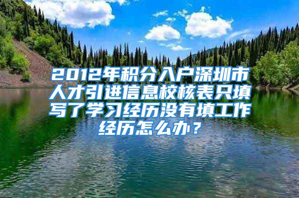 2012年积分入户深圳市人才引进信息校核表只填写了学习经历没有填工作经历怎么办？