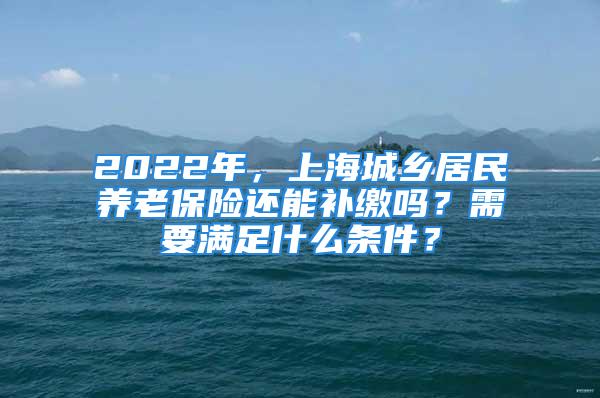 2022年，上海城乡居民养老保险还能补缴吗？需要满足什么条件？