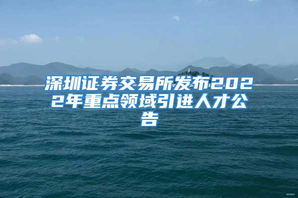 深圳证券交易所发布2022年重点领域引进人才公告