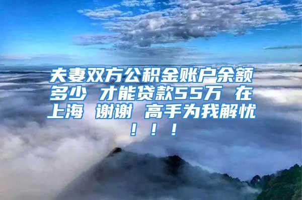 夫妻双方公积金账户余额多少 才能贷款55万 在上海 谢谢 高手为我解忧！！！