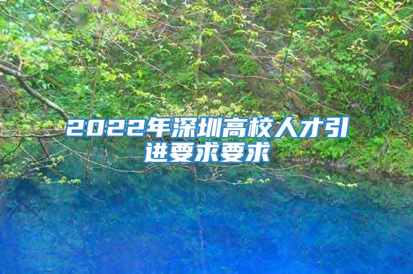 2022年深圳高校人才引进要求要求