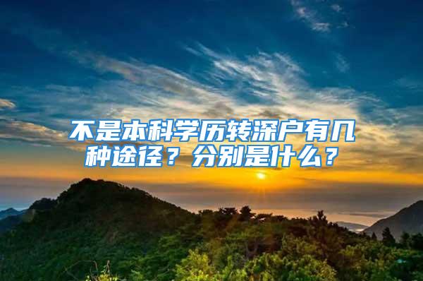 不是本科学历转深户有几种途径？分别是什么？