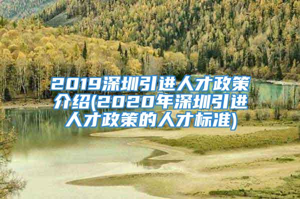 2019深圳引进人才政策介绍(2020年深圳引进人才政策的人才标准)