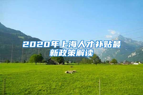 2020年上海人才补贴最新政策解读