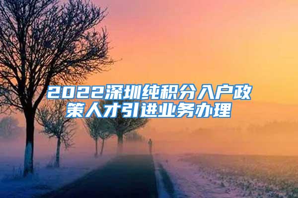 2022深圳纯积分入户政策人才引进业务办理