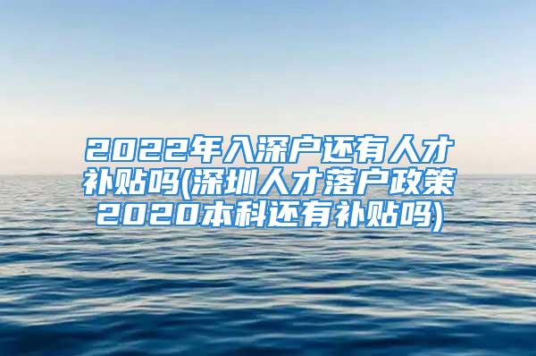 2022年入深户还有人才补贴吗(深圳人才落户政策2020本科还有补贴吗)