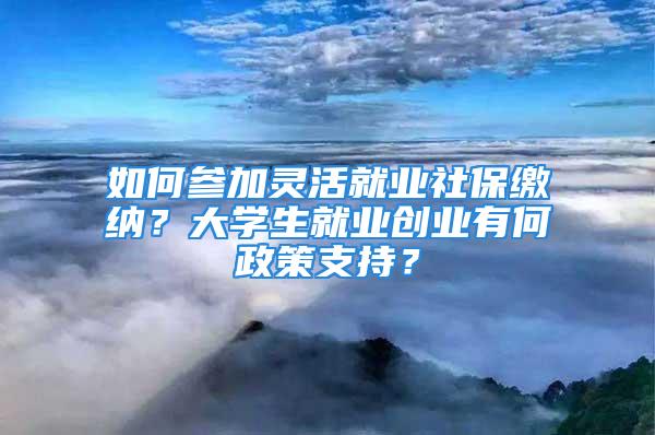 如何参加灵活就业社保缴纳？大学生就业创业有何政策支持？