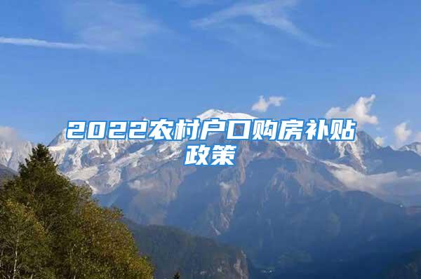 2022农村户口购房补贴政策