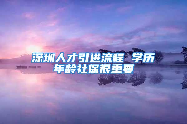 深圳人才引进流程 学历年龄社保很重要