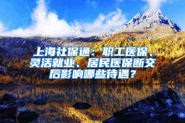 上海社保通：职工医保、灵活就业、居民医保断交后影响哪些待遇？