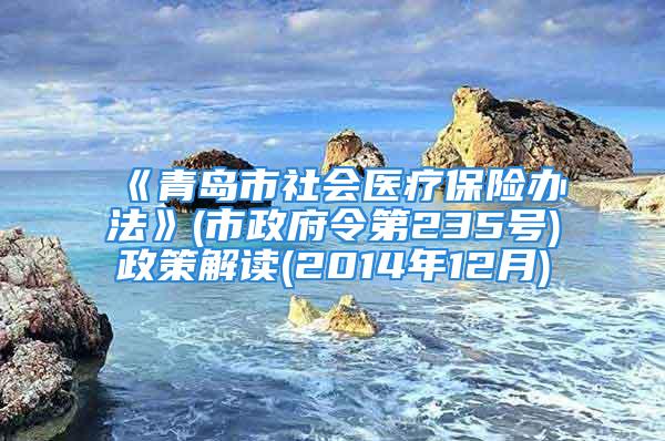 《青岛市社会医疗保险办法》(市政府令第235号)政策解读(2014年12月)