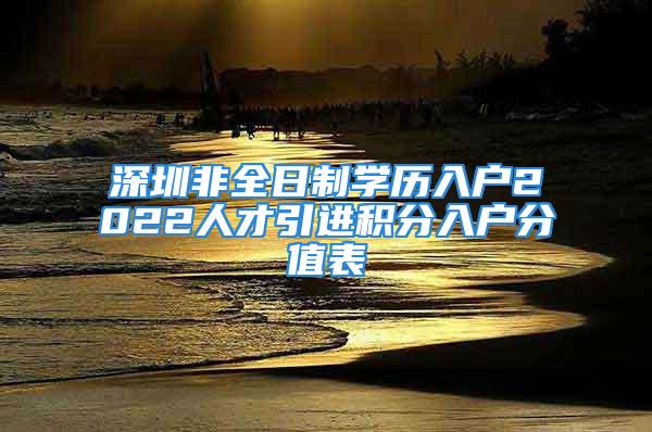 深圳非全日制学历入户2022人才引进积分入户分值表