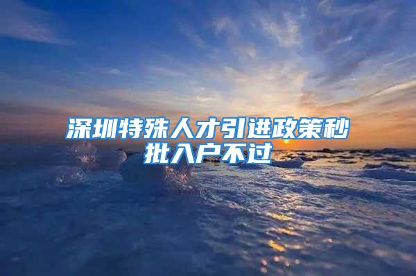 深圳特殊人才引进政策秒批入户不过